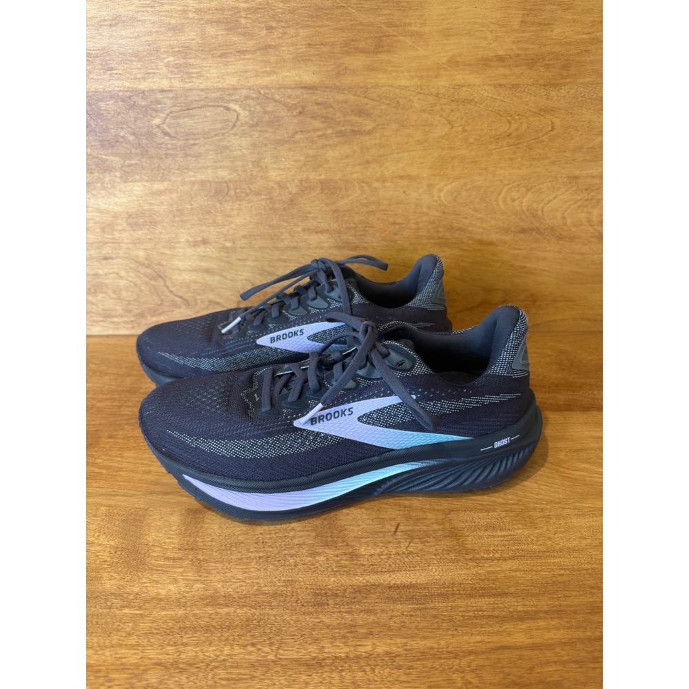Brooks Ghost Max Womens 8 WIDE Running Shoes Black Purple DNA LOFT v2 Sneakers